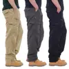 Pantalones de Trabajo Casuales de Algodón para Hombre con Cintura Elástica, Talla Grande, Multibolsillos, Corte Holgado, Pantalones Largos para Obra
