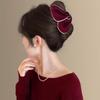 Pinza Triangular de Terciopelo de Color Contrastante para Otoño e Invierno en la Parte Trasera de la Cabeza, Pinza Tiburón de Pelo de Gama Alta para Adultos con Pinzas para Coletas Pequeñas