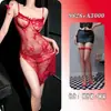 Yesiyeser lingerie sexy renda tentação sexy suspensório rede transparente uniforme fenda sem costas vestido longo 9828