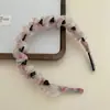 [Gradiente Colorido] Diadema de Malla Plisada Súper Hada con Forma de Ola para Mujer, Verano, Dentada Antideslizante, Diadema Alta para Cráneo