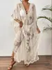 Suéter de encaje de talla grande para mujer, cruzado europeo y americano, cobertura para playa y exteriores, deportivo casual, camisa de encaje, protección solar y sombra