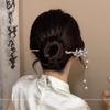 Horquilla para el cabello de flor rosa estilo antiguo para mujer, horquilla para el cabello de alta gama, horquilla para el cabello de flor rosa de estilo chino nuevo, tocado para el día a día