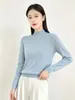 Camisa Base de Diseñador Andi de Terciopelo para Mujer, Nuevo Suéter de Punto Suave de Manga Larga Otoño/Invierno con Cuello Semi Alto y Detalle de Pedrería