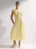 Vestido transfronterizo europeo y americano 2026 primavera-verano nuevo estilo cuello redondo sin mangas tejido texturizado de punto vestido midi plisado