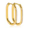 Aretes de Aro Lisos de Acero de Titanio Dorado Rosa Europeos y Americanos de Moda al Por Mayor Personalizados Punk Acero Inoxidable Planos de Piedra de Cuatro Garras