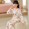 Pijama de Verano para Niños Cross-border Sade, Lindo Cuello en V, Manga Larga tipo Seda para Niñas, Ropa para Aire Acondicionado