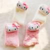 Calcetines tubulares acolchados de forro polar de coral con cabeza tridimensional de dibujos animados lindos, para otoño e invierno, para el hogar, el dormitorio, cálidos para el piso