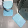 Tapete de Chão para Banheiro de Esponja de Flanela, Conjunto de Três Peças para Vaso Sanitário de Pedrinhas, Tapete de Entrada Absorvente de Água Antiderrapante, Tapete para Pés de Banheiro