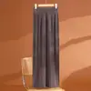 Calça de malha canelada 100% lã pura feminina cintura elástica outono e inverno cor sólida solta casual versátil calça de malha de perna larga