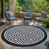Nueva Alfombra Redonda Geométrica para Piso Hecha de Material de Polipropileno, Impermeable y de Doble Cara, Engrosada, Diámetro de 1.8m, para Patio y Uso en Exteriores