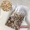 Bolsa de Accesorios de Arte de Uñas de Pedrería de Fondo Plano de Colores, Tamaños Mixtos, Pedrería Redonda Pequeña Blanca Transparente Súper Brillante para Arte de Uñas DIY