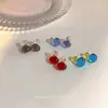 Corea del Sur Relajación Pendientes de Gelatina con Esmalte de Dos Tonos Verano Frescos y Astutamente Chica de al Lado Pendientes Versátiles para el Día a Día