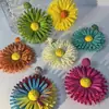 Joyería Europea y Americana, Pendientes de Girasol Tejidos a Mano de Rafia Bohemia, Pendientes de Moda para Fotografía de Viajes y Estilo de Vacaciones