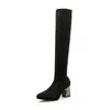 Comercio exterior talla grande otoño e invierno Nuevas botas altas hasta la rodilla adelgazantes para mujer botas altas elásticas botas de lana botas de punto