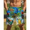 Shorts de Praia Masculino Transfronteiriço com Estampa Digital 3D, Solto, Reto, Respirável, para Uso ao Ar Livre