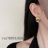 Aretes vintage de gota de aceite retro antiguo con perlas de agua dulce, aretes artísticos de pintura al óleo, aretes