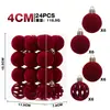 Decoraciones navideñas de productos nuevos transfronterizas 4 cm/24 piezas juego de bolas de Navidad flocadas de lujo ligero adornos para árbol de Navidad