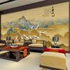 Papel de Parede Fundo Dourado Folha de Ouro Chinês Clássico Mural Paisagem de Mil Milhas Hall de Hotel Caixa Revestimento de Parede Grande Sala de Conferências