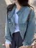 Jaqueta jeans casual feminina, estilo curto, nova coleção outono 2026, jaqueta corta-vento estilo baseball fina coreana, top versátil e moderno