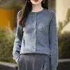 Cárdigan de punto para mujer listo para usar, cuello redondo, simple, holgado, sin costuras, suave, de un solo pecho, chaqueta de punto adelgazante