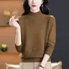 Suéter de Inverno para Mulheres, Gola Meia-Alta, Camisa Base de Tricô Solta para Senhoras de Meia-Idade e Mães, Engrossado, Moderno e Versátil