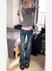 Jeans de Tiro Bajo Acampanados de Moda para Mujer, Nuevo Estilo Coreano de Otoño, Corte Ajustado, Pantalones Versátiles Elegantes de Longitud Completa