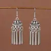 Pendientes largos de borla con cadena, superventas transfronterizos, plata antigua, ganchos para la oreja exagerados y únicos, pendientes colgantes bohemios vintage