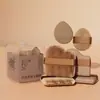 Almohadilla de aire con memoria que busca la piel, borla de terciopelo para polvos, mini pantuflas para el pulgar, corrector de maquillaje, almohadilla de maquillaje