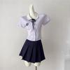 Sakurajima Hermana Mayor Reductor de Edad Azul Camisa Universitaria de Manga Corta Falda Plisada Traje JK Verano Gama Alta Dos Piezas Ropa para Mujer