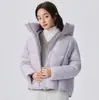 Chamarra de plumas para mujer con capucha, corte holgado, moda de invierno 2026, engrosada, patrón de ondas, cálida, plumón de pato blanco, estilo casual, abrigo acolchado