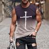 Europa y Estados Unidos verano transfronterizo nuevo comercio exterior para hombre Amazon chaleco explosivo impresión degradada 3D cuello redondo chaleco para hombre