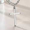 Amazon Europeo y Americano Nuevo Acero Inoxidable Cruz Biselada Tridimensional Collar Colgante para Hombre Collar Versátil de Personalidad Mujeres