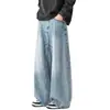 Jeans de campana personalizados para mujer, lavados y desgastados, con dobladillos rotos, pantalones largos, estilo europeo y americano, pantalones rectos de pierna ancha hasta el suelo