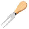 Mini Faca de Cozinha Criativa de Aço Inoxidável com Cabo de Madeira para Manteiga Torrada Queijo Faca de Queijo e Garfo Conjunto