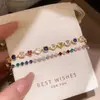 Pulsera de Parche de Oro Real de 18K Electrochapado con Circonita Cuadrada y Corazón Redondo, Simple y Versátil, Lujo Ligero, Sensación de Alta Gama, Joyería para Mujer