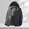 Jaqueta Masculina de Inverno Transfronteiriça Nova, Média, com Touca Removível, Quente, à Prova de Frio, Solta, Confortável, Acolchoada de Algodão