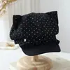 Novo chapéu octogonal retrô estilo britânico para meninas, boina de bolinhas para outono e inverno, boné de jornaleiro versátil e que afina o rosto
