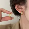 Pendientes de una fila de diamantes con patrón de la Gran Muralla incrustados con circonita, de moda nicho para mujer, clips para orejas de lujo ligero, pendientes de estilo minimalista europeos y americanos