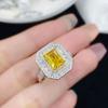 High-end Internet Celebridade Ao Vivo Venda Quente Nova Princesa Quadrado Simulação Citrino Diamante Completo Anel de Abertura Anel de Temperamento Feminino