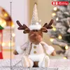 Adornos de Muñeco Navideño Sentado Transfronterizo Decoraciones Navideñas de Regalo Champagne Dorado Anciano Muñeco de Nieve Reno