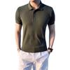 Polo de Manga Curta Stretch Masculina Verão Negócios Jaqueta Masculina Bonito High-end Gelo Seda Listrado Gola Camiseta