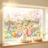 Conejo de Pascua Mariposas Huevos de Colores Flores Adornos Pegatinas Estáticas para Puerta de Vidrio Ventana Atmósfera Lindos