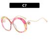 Gafas redondas de metal con montura grande, nuevas gafas de moda 2025 con espejo plano, personalizadas, estilo retro con perla antiazul.
