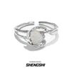 Anillo de estilo coreano de nicho irregular de piedra ópalo lava abierto ajustable viento frío no se decolora lujo ligero alta calidad para mujer