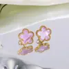Juego de joyería de acero inoxidable de trébol de cinco hojas, pulsera, collar y juego de pendientes de flor de cinco hojas simple y elegante, joyería que no se decolora