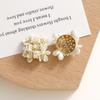 Aretes colgantes de racimo de flores de trébol tejido transparente, joyería con cuentas hecha a mano DIY, aretes de pétalos, material al por mayor