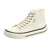 Zapatos de Lona con Cabeza de Mango de Caña Alta para Mujer 2025 Nuevos de Verano Zapatos de Tela de Cabeza Ancha Estudiantes Versátiles Tenis de Punta Cuadrada Suelas Gruesas