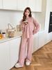 Conjunto de Tricô Cor Sólida Estilo Preguiçoso Transfronteiriço para Mulheres 2025 Outono e Inverno Nova Moda Casual Calça de Pernas Largas Conjunto de Duas Peças 933