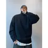 Suéter gola alta masculino para outono e inverno, malha base espessa, estilo casual soltinho de manga longa para adolescentes, blusa de camada interna masculina