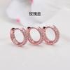 Pendientes de oro real de 14 quilates con microincrustaciones de circonitas, versión coreana, chapados en cobre puro, para mujer, fabricantes al por mayor.